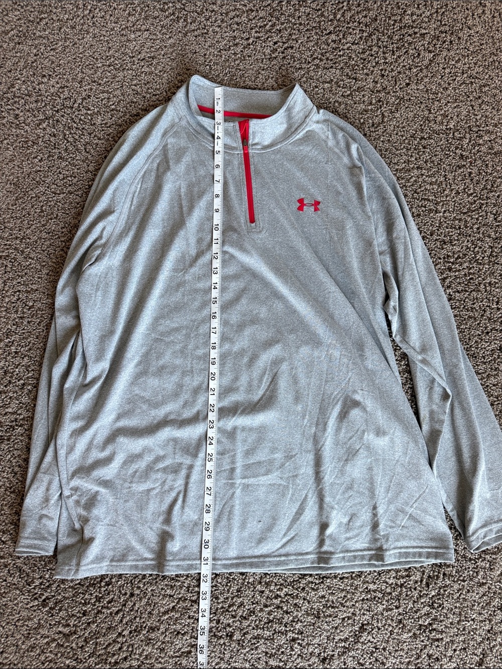 Men’s (2X) Under Armour Gray Quarter-Zip Pullover with Red Accents